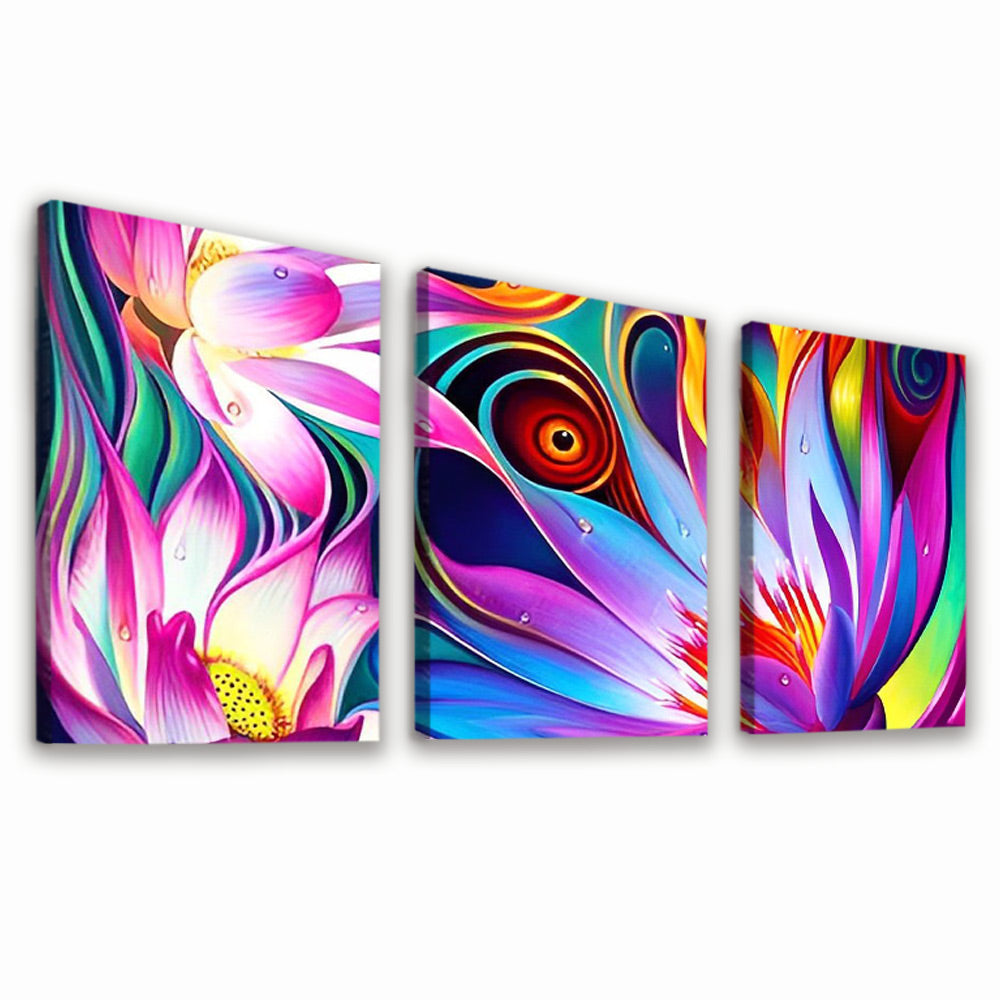Lotus Etrange d'Art Abstrait 3 Partie Peinture par Numéros