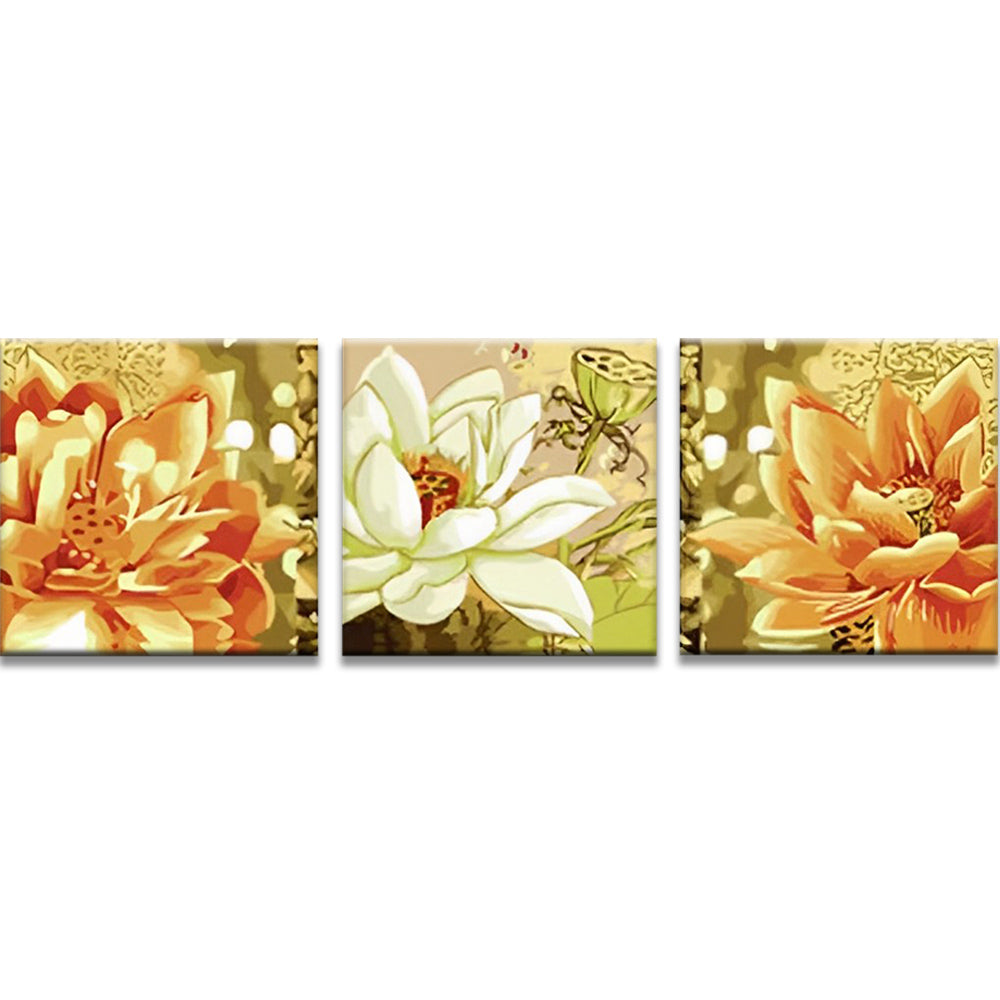 Lotus Oranges et Blancs 3 Partie Lotus Peinture par Numéros