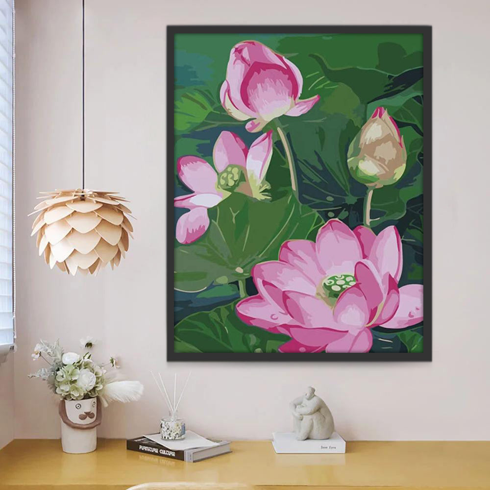 Lotus Roses Peinture par Numéros