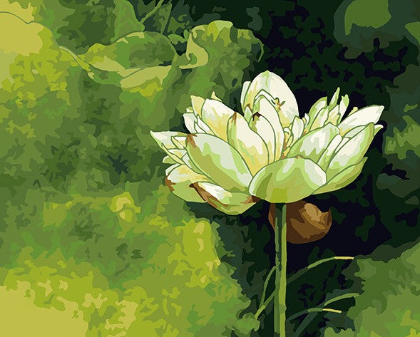 Lotus Vert Peinture par Numéros
