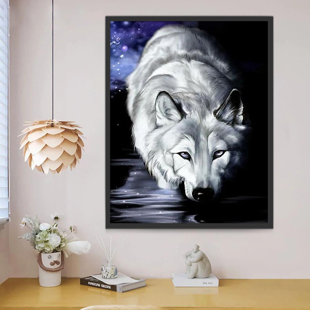 Loup à la Chasse Peinture par Numéros