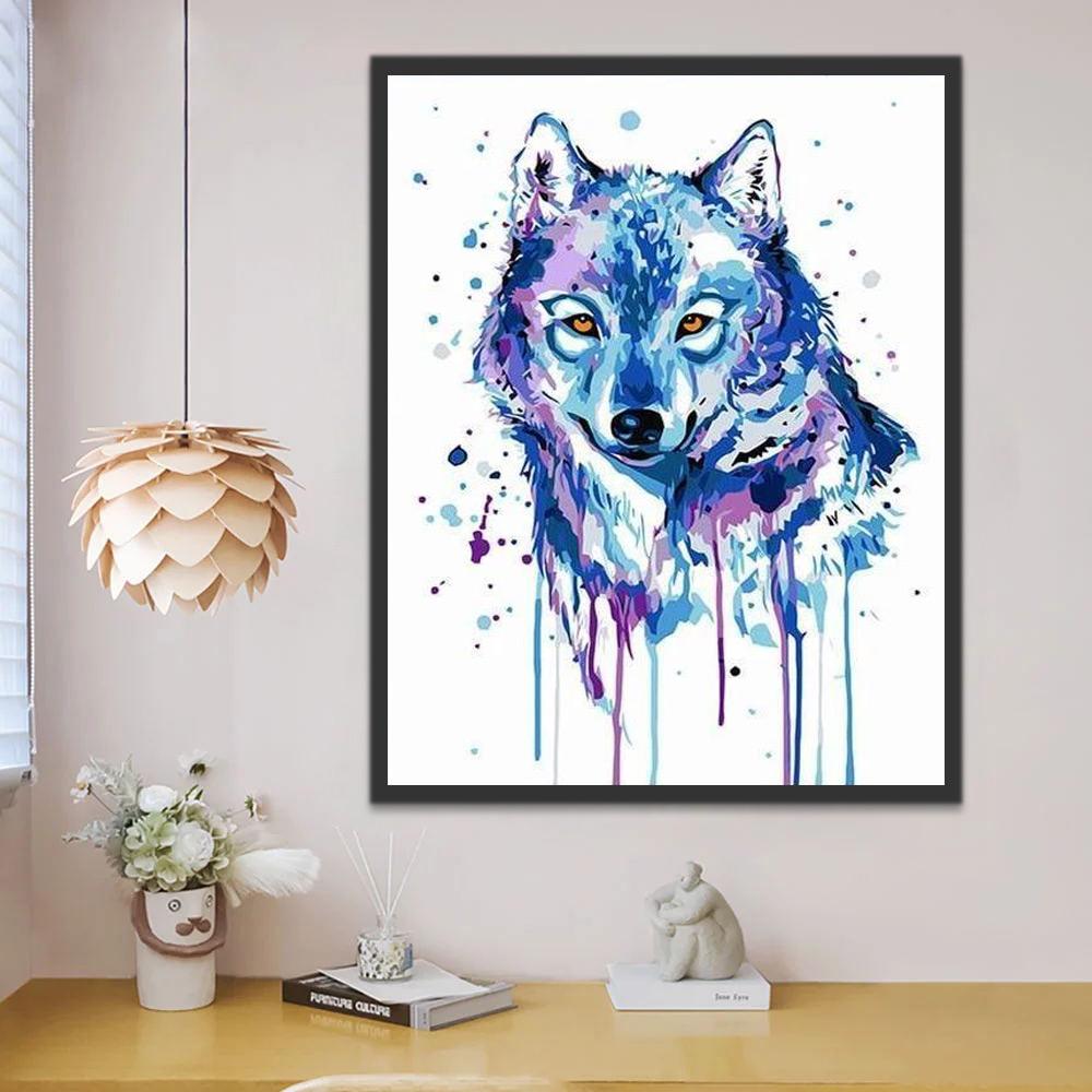 Loup Bleu Peinture par Numéros