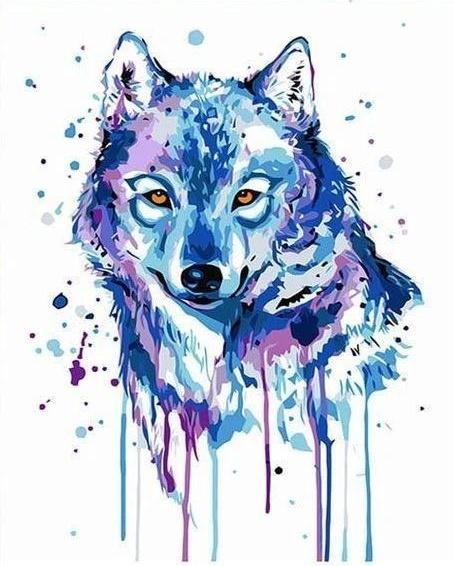 Loup Bleu Peinture par Numéros