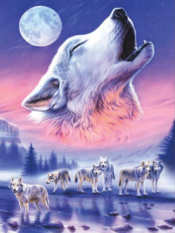 Loup Cool Hurlant et Lune Claire Peinture par Numéros