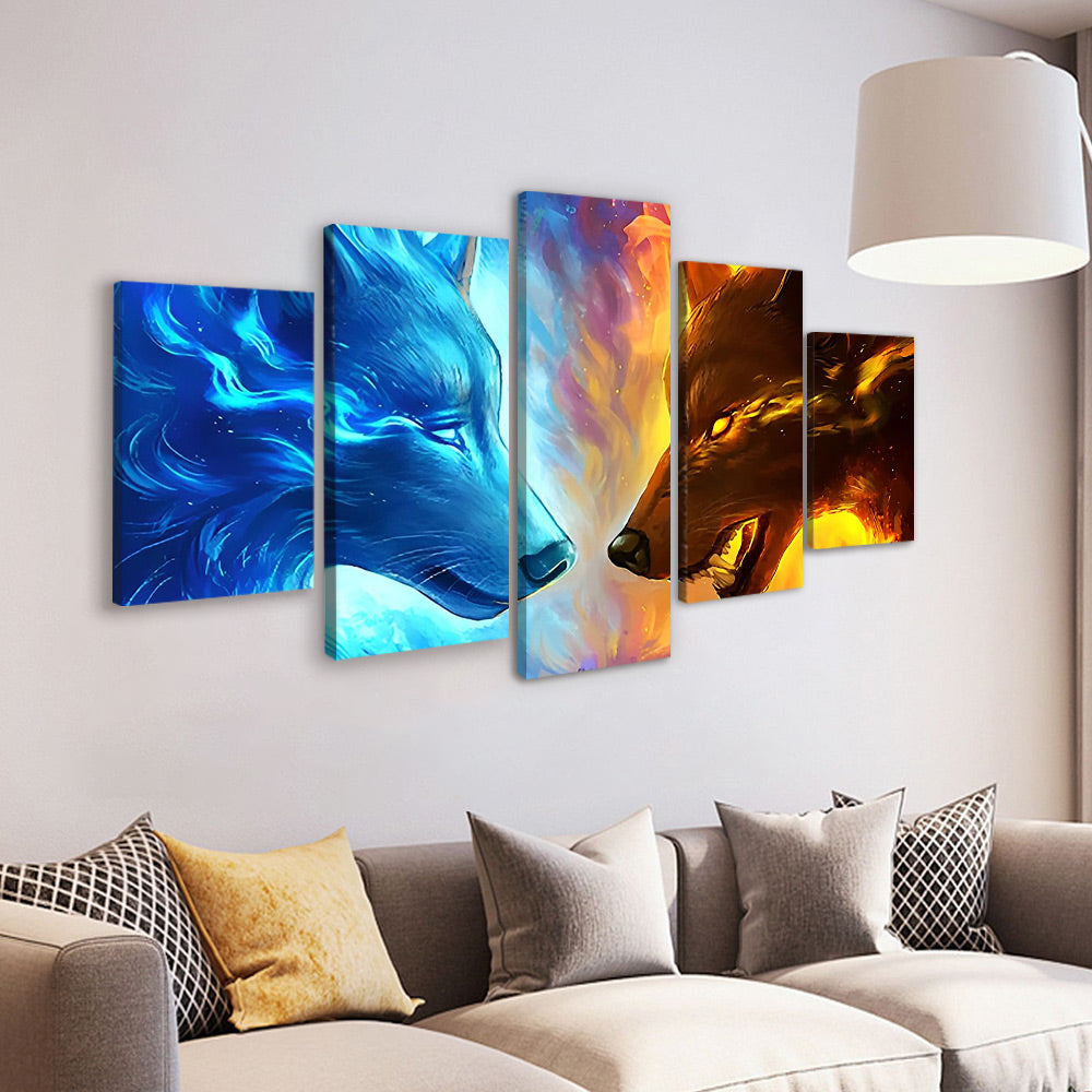 Loup de Glace et de Feu 5 Partie Peinture par Numéros