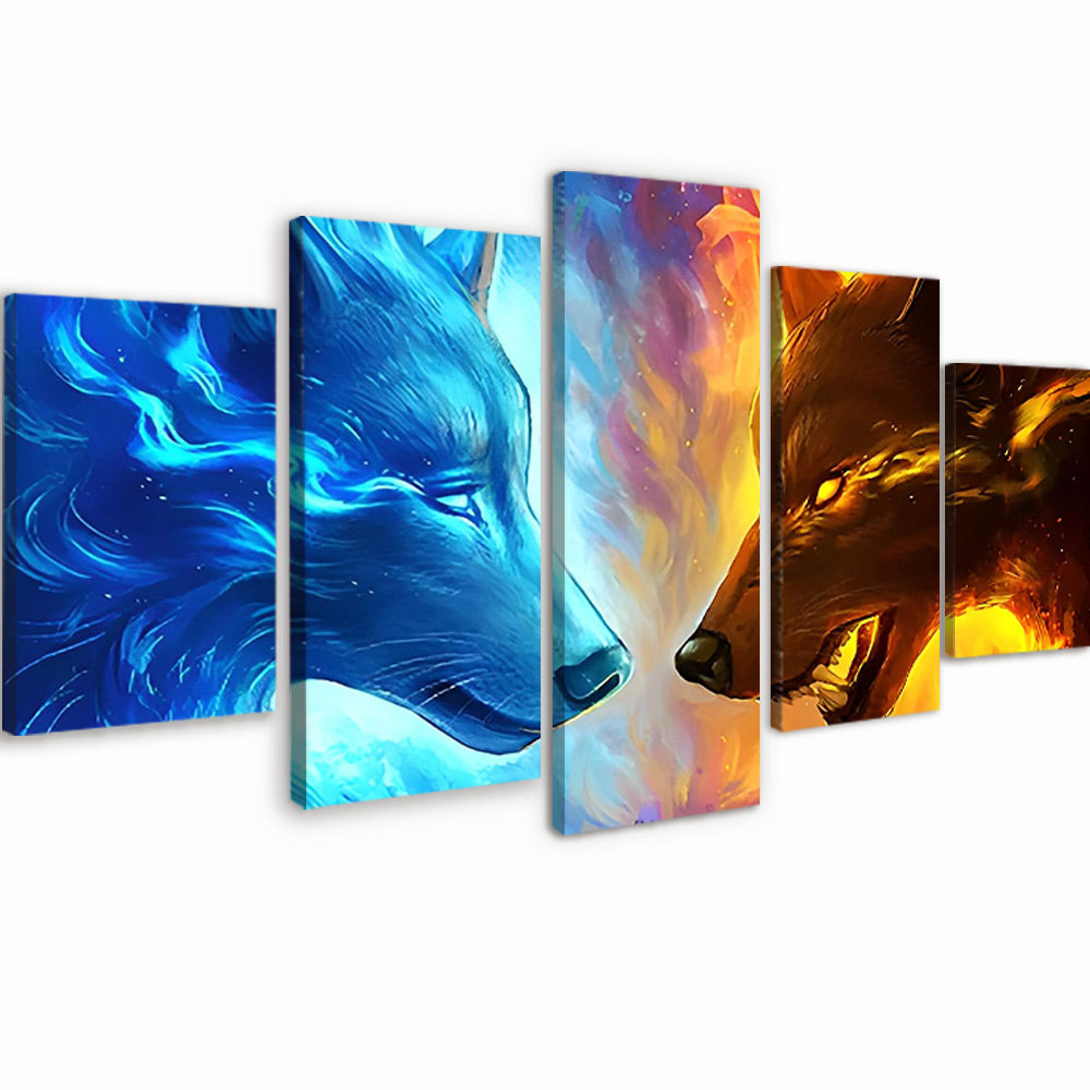 Loup de Glace et de Feu 5 Partie Peinture par Numéros