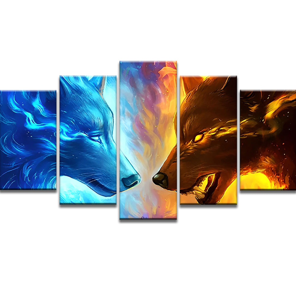 Loup de Glace et de Feu 5 Partie Peinture par Numéros