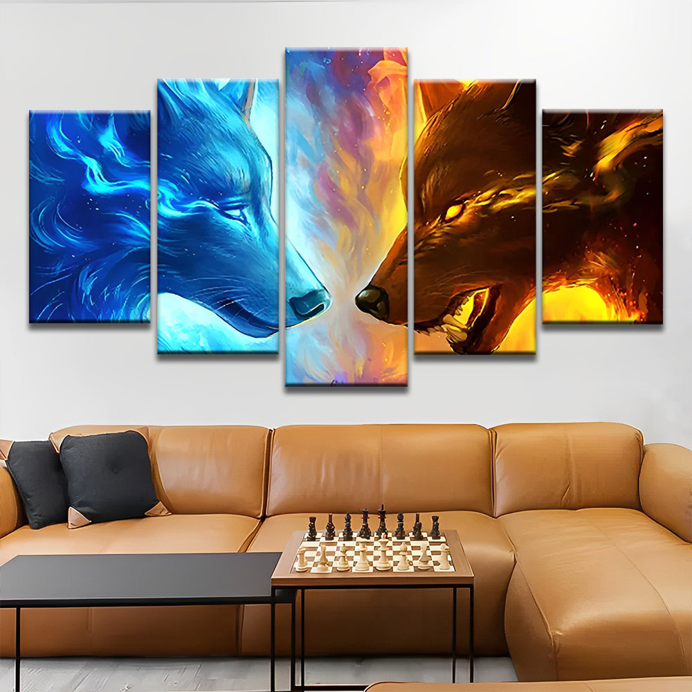 Loup de Glace et de Feu 5 Partie Peinture par Numéros