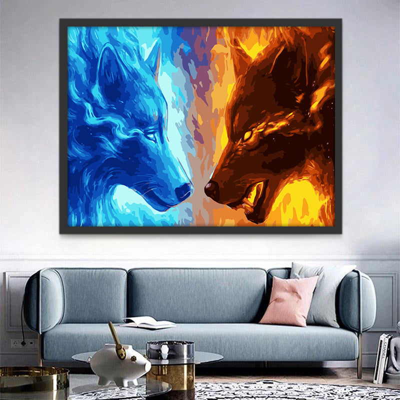 Loup de Glace et Loup de Feu Peinture par Numéros