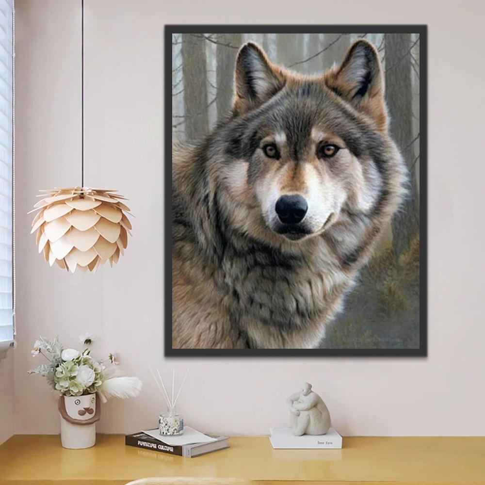 Loup Délicat et Gracieux Peinture par Numéros