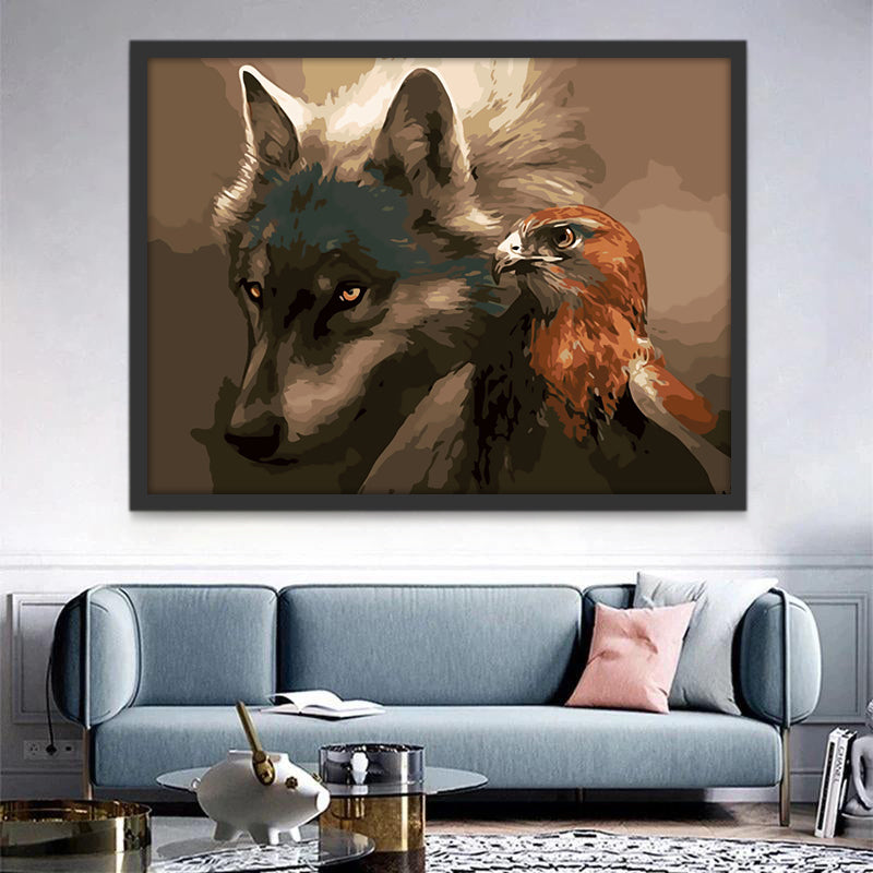 Loup et Aigle Roux Peinture par Numéros
