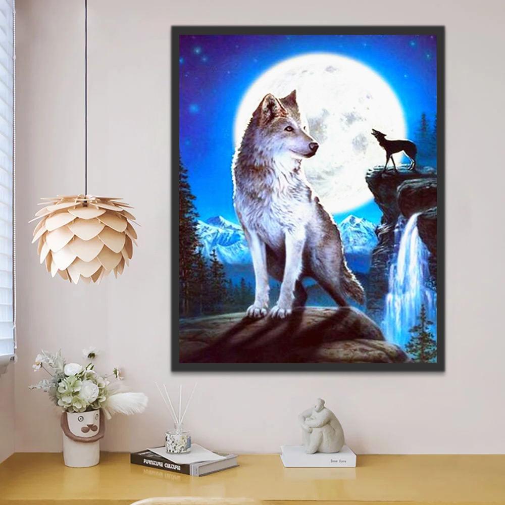 Loup et la Lune Claire Peinture par Numéros
