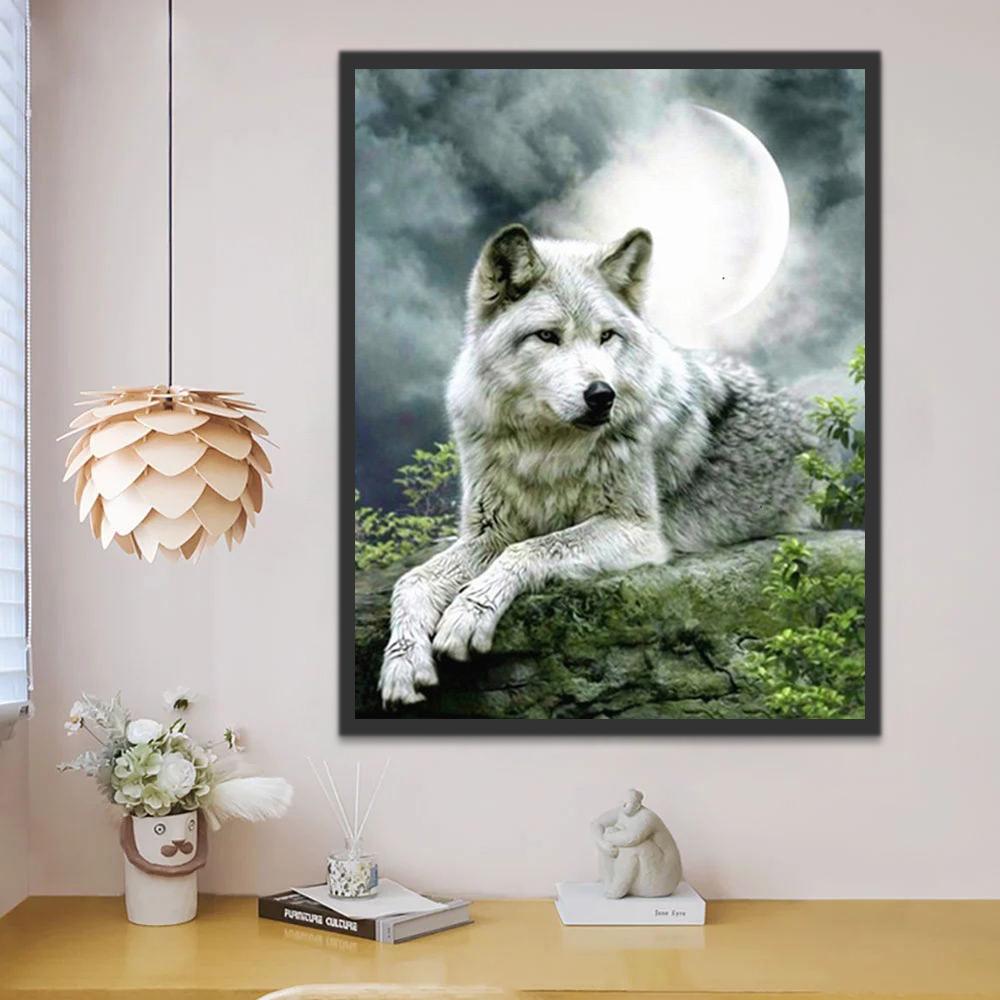 Loup et la Lune Claire Peinture par Numéros