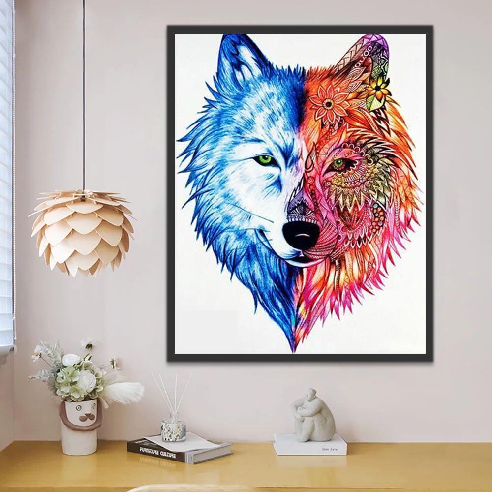 Loup et Renard Peinture par Numéros