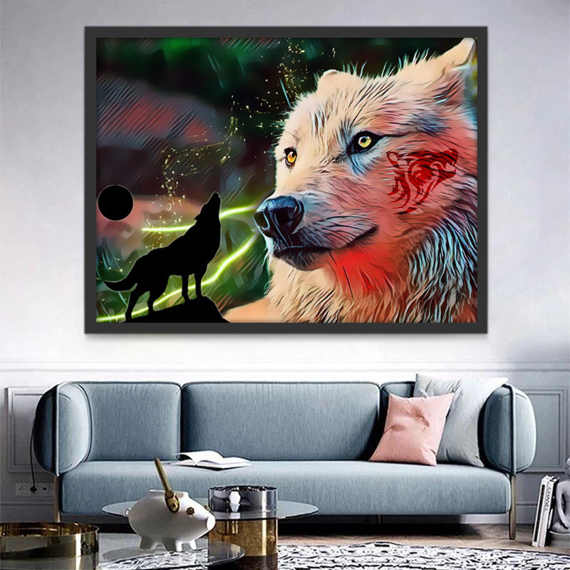 Loup et Silhouette Peinture par Numéros