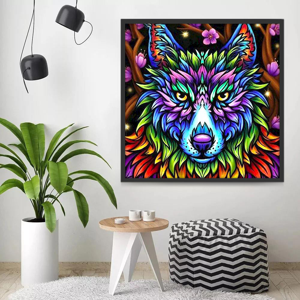Loup Fleuri Peinture par Numéros