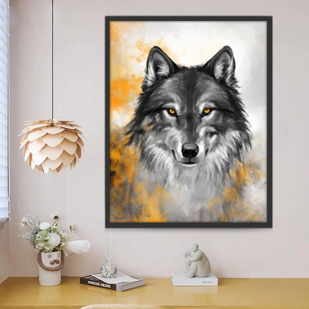 Loup Gris et Blanc Peinture par Numéros