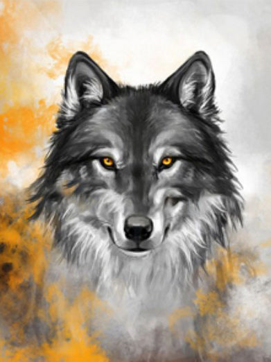 Loup Gris et Blanc Peinture par Numéros
