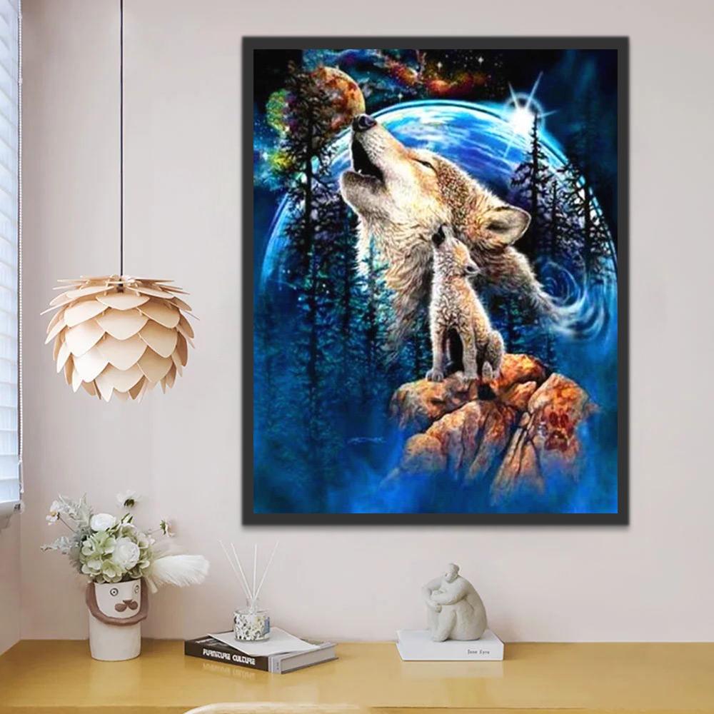 Loup Hurlant et Terre Peinture par Numéros