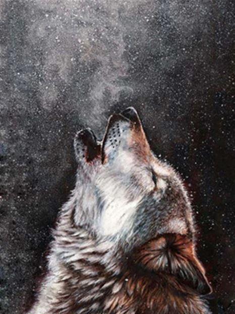 Loup Hurlant Peinture par Numéros