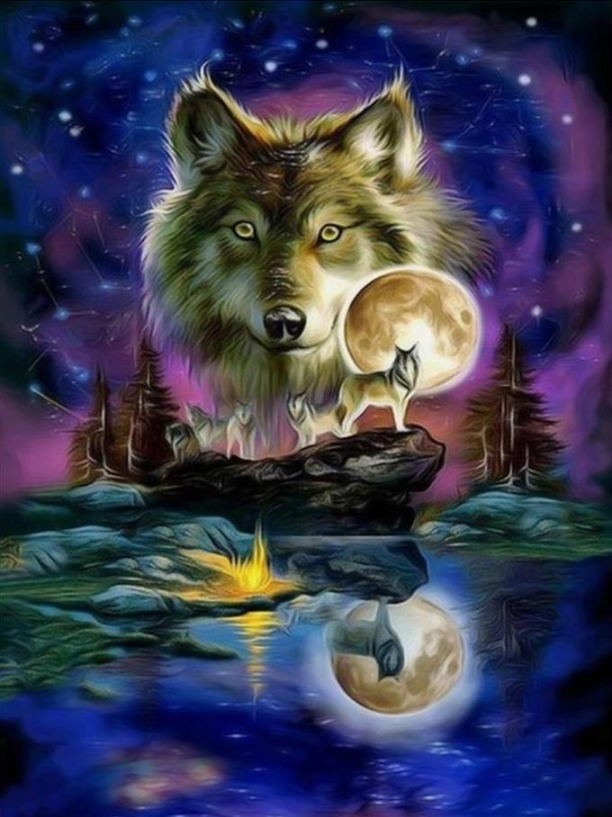 Loup Magique Peinture par Numéros