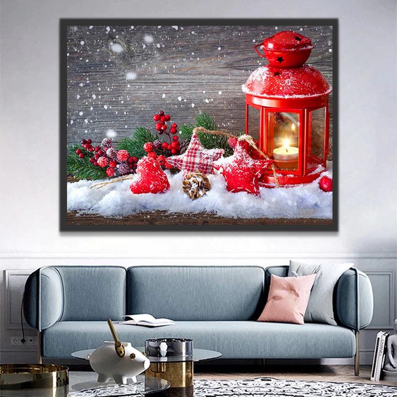Loupiote Rouge Noël Peinture par Numéros