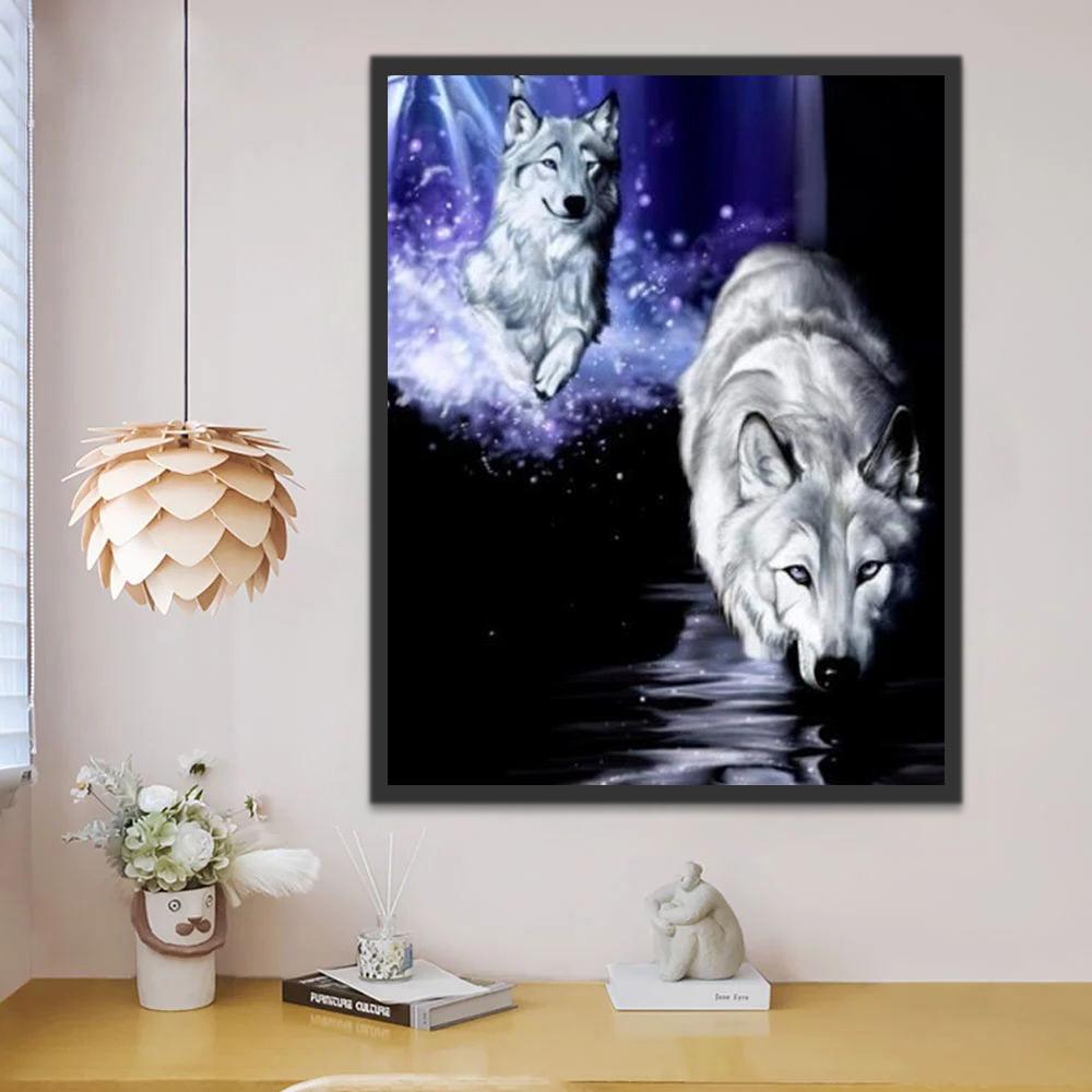 Loups dans l'Eau Peinture par Numéros