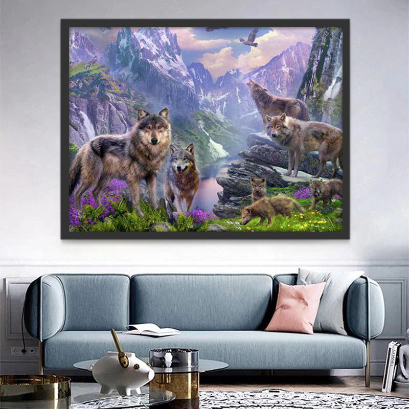 Loups dans les Montagnes Peinture par Numéros