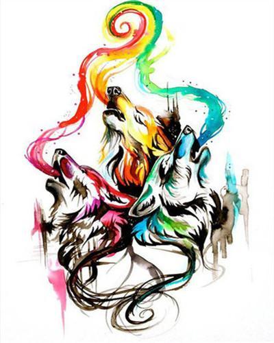 Loups de l'Art Abstrait Peinture par Numéros