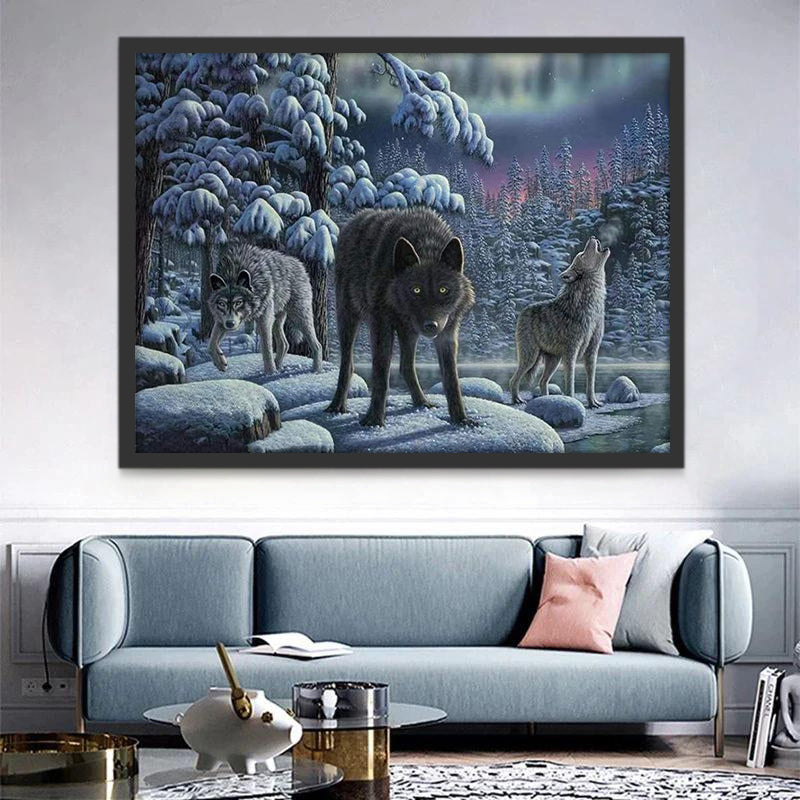 Loups en Hiver Peinture par Numéros
