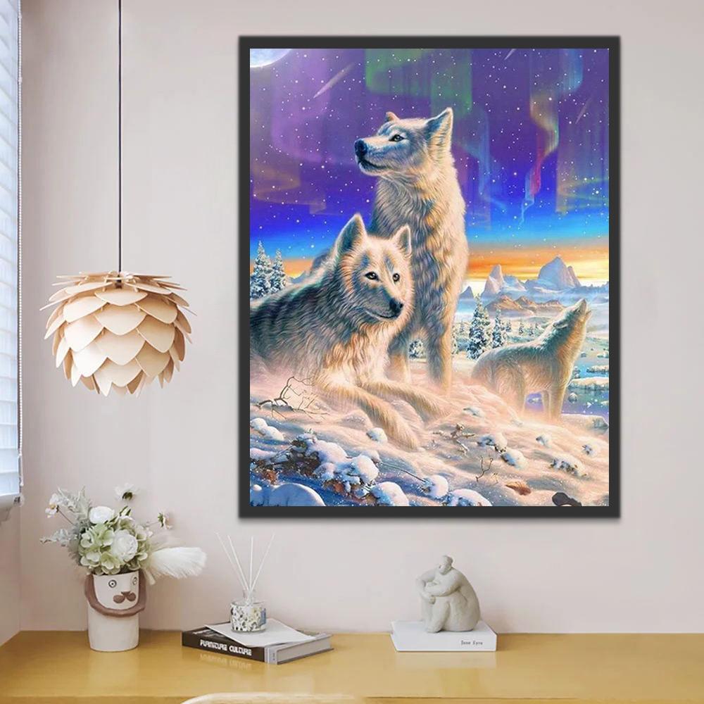 Loups et Aurores Peinture par Numéros