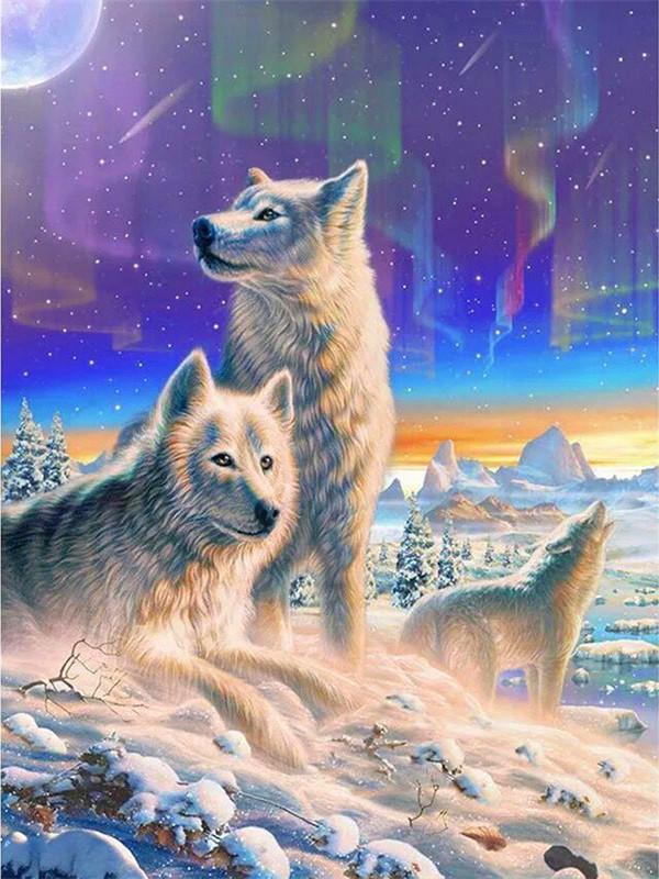 Loups et Aurores Peinture par Numéros