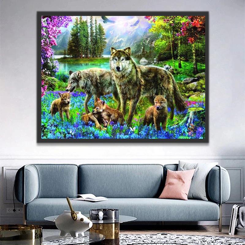 Loups et les Bébés Peinture par Numéros