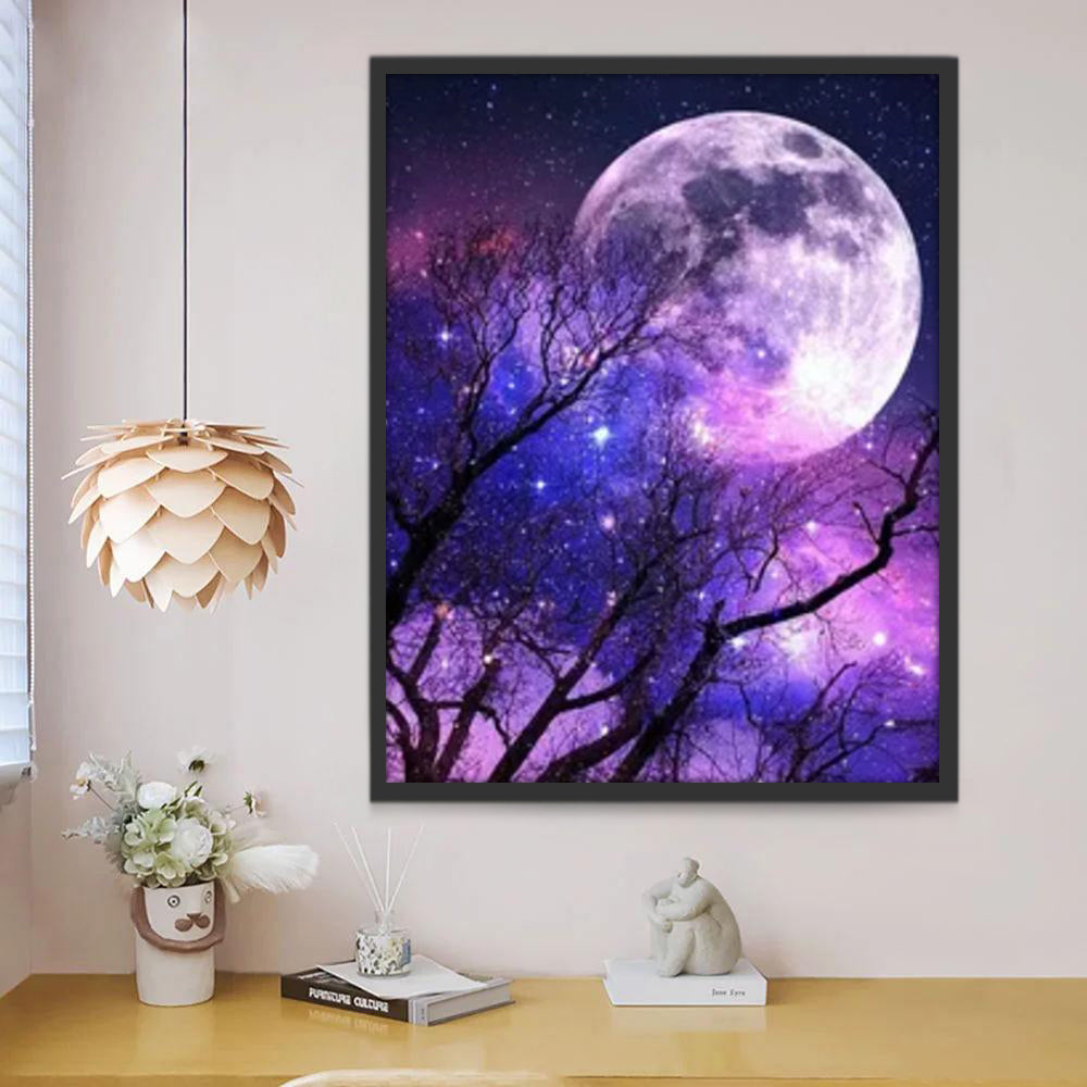 Lune et Ciel Violets Peinture par Numéros