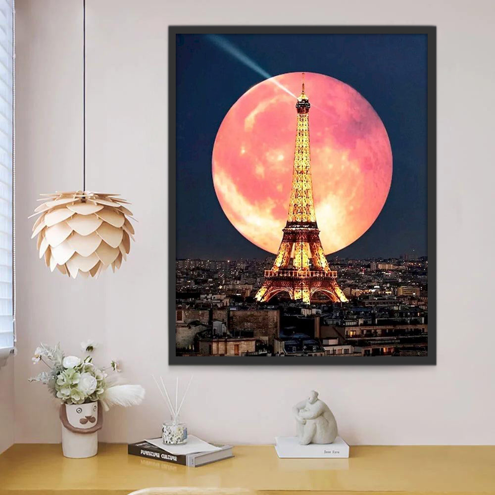 Lune et Eiffel Peinture par Numéros