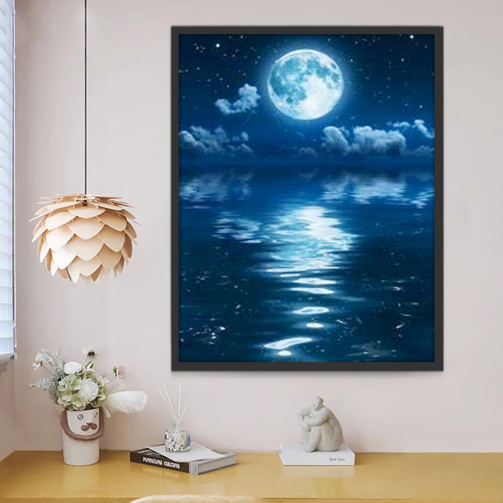 Lune et Reflet dans la Mer Peinture par Numéros
