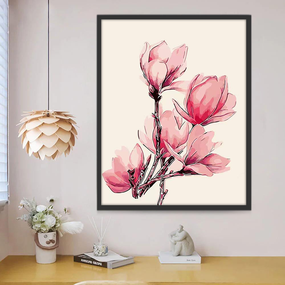 Magnolias Roses Peinture par Numéros