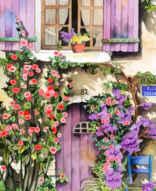 Maison de Fleurs Peinture par Numéros