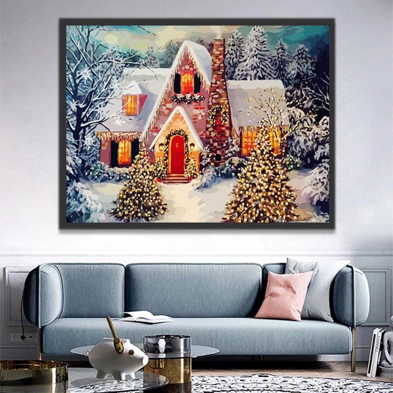 Maison de Noël Peinture par Numéros