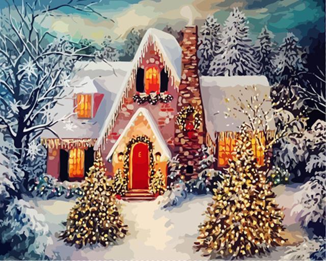 Maison de Noël Peinture par Numéros