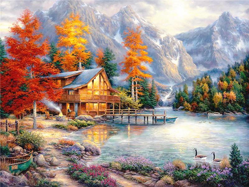 Maison en Bois Peinture par Numéros