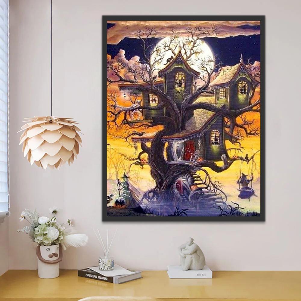 Maison hantée dans les arbres Peinture par Numéros a