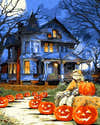 Kit Peinture Par Numéros Halloween - Toile 20x30cm Avec Cadre En Bois - Pour Adultes Débutants - Acrylique - 5