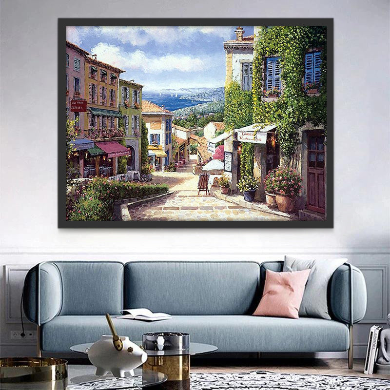 Maisons dans Monts Peinture par Numéros