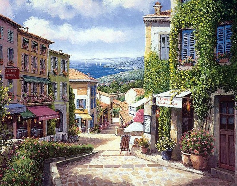 Maisons dans Monts Peinture par Numéros