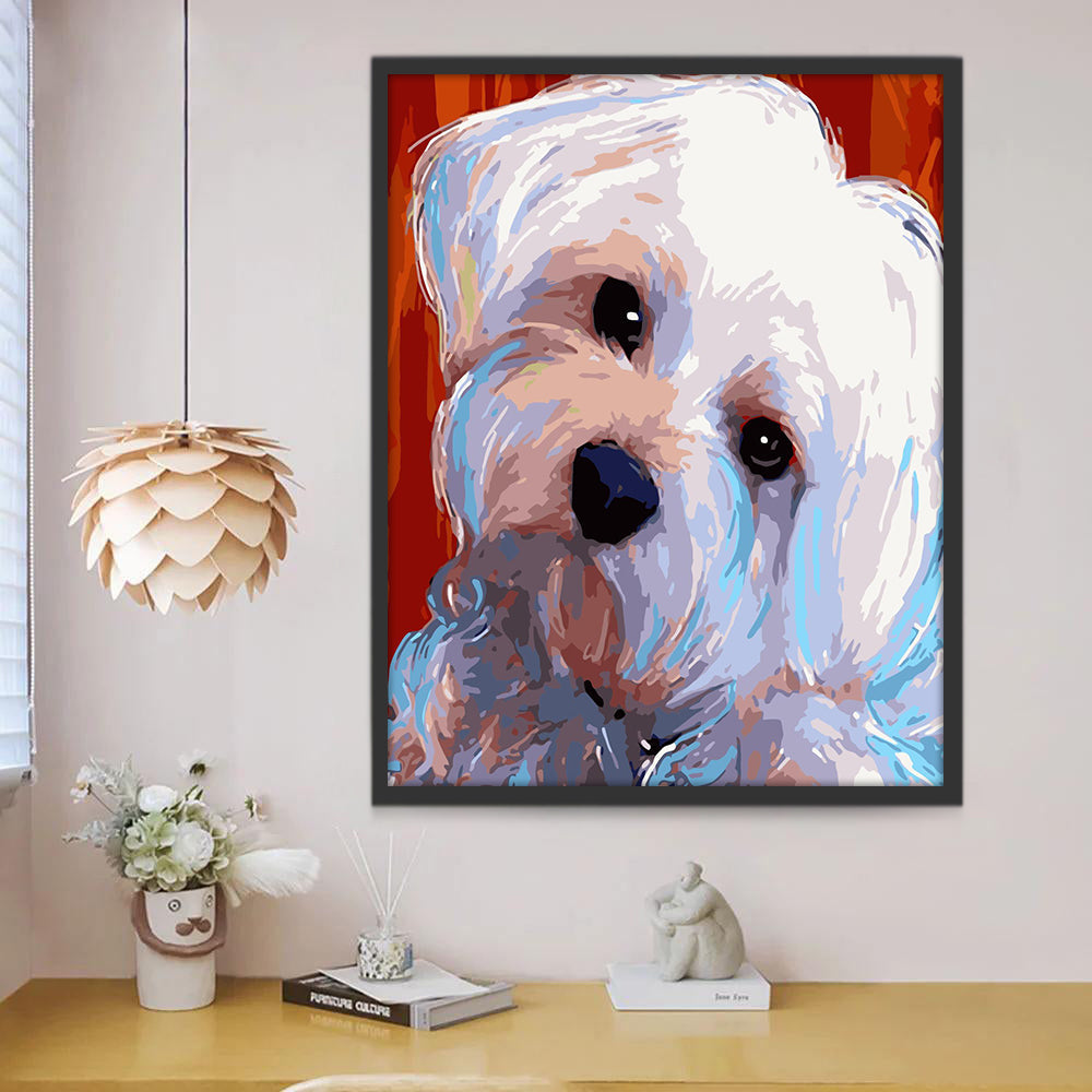 Maltais Blanc Adorable Peinture par Numéros