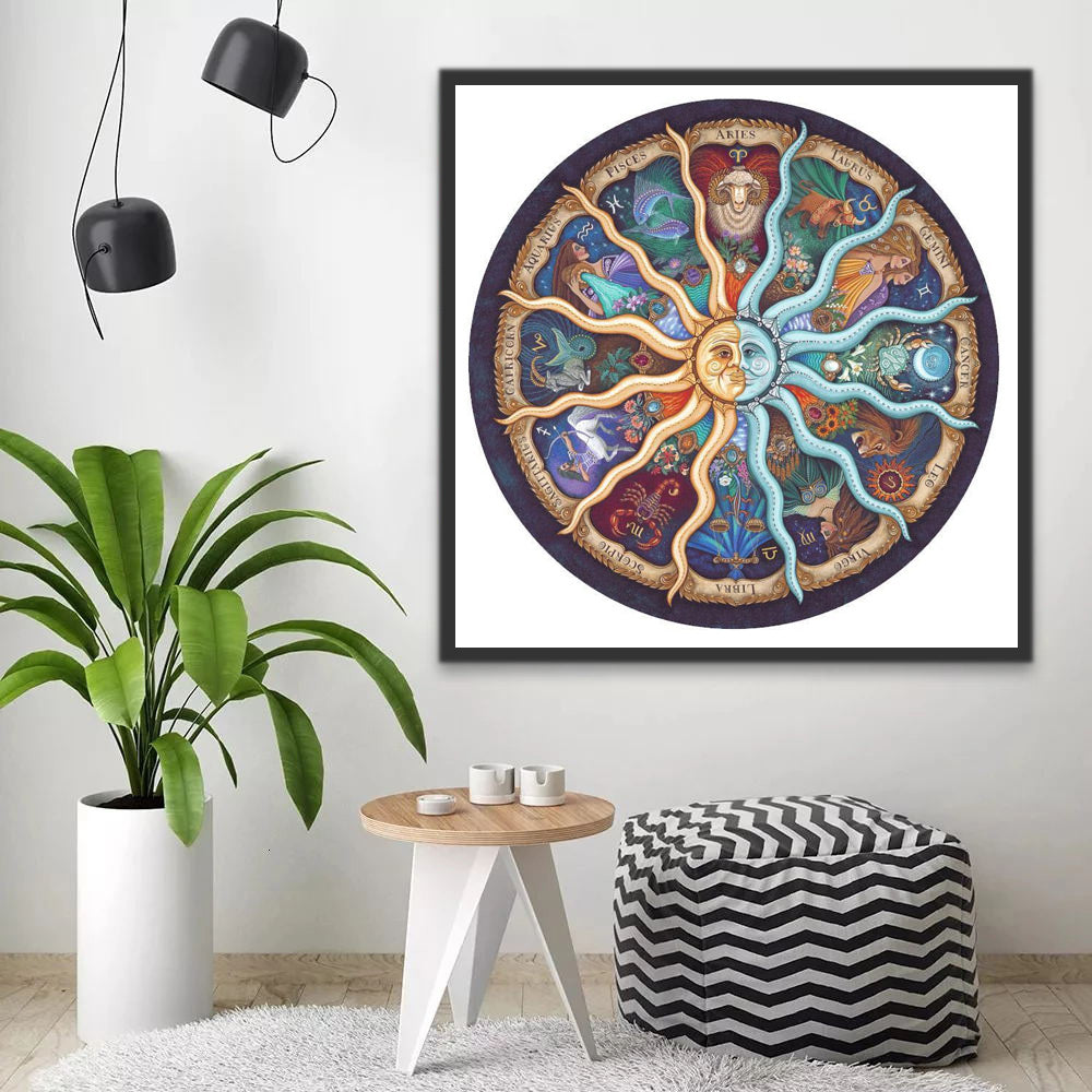 Mandala et Soleil Peinture par Numéros