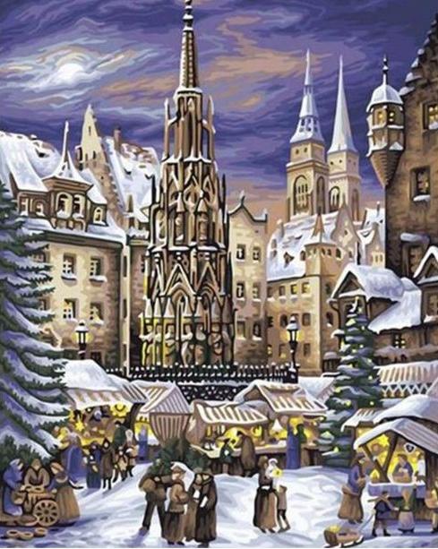 Marché de Noël de Nuremberg Peinture par Numéros
