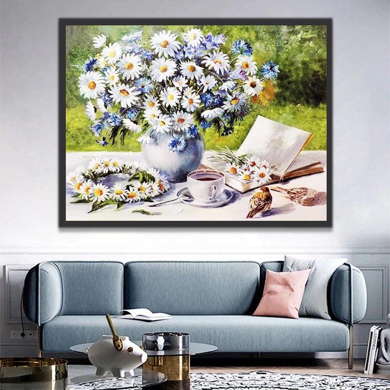 Marguerites et Couronne Peinture par Numéros