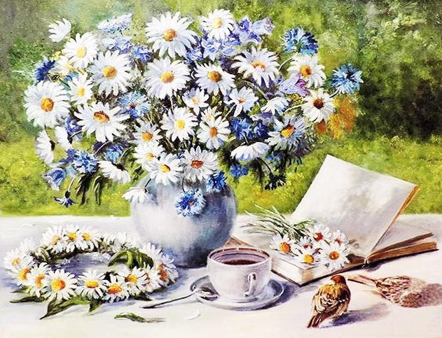 Marguerites et Couronne Peinture par Numéros